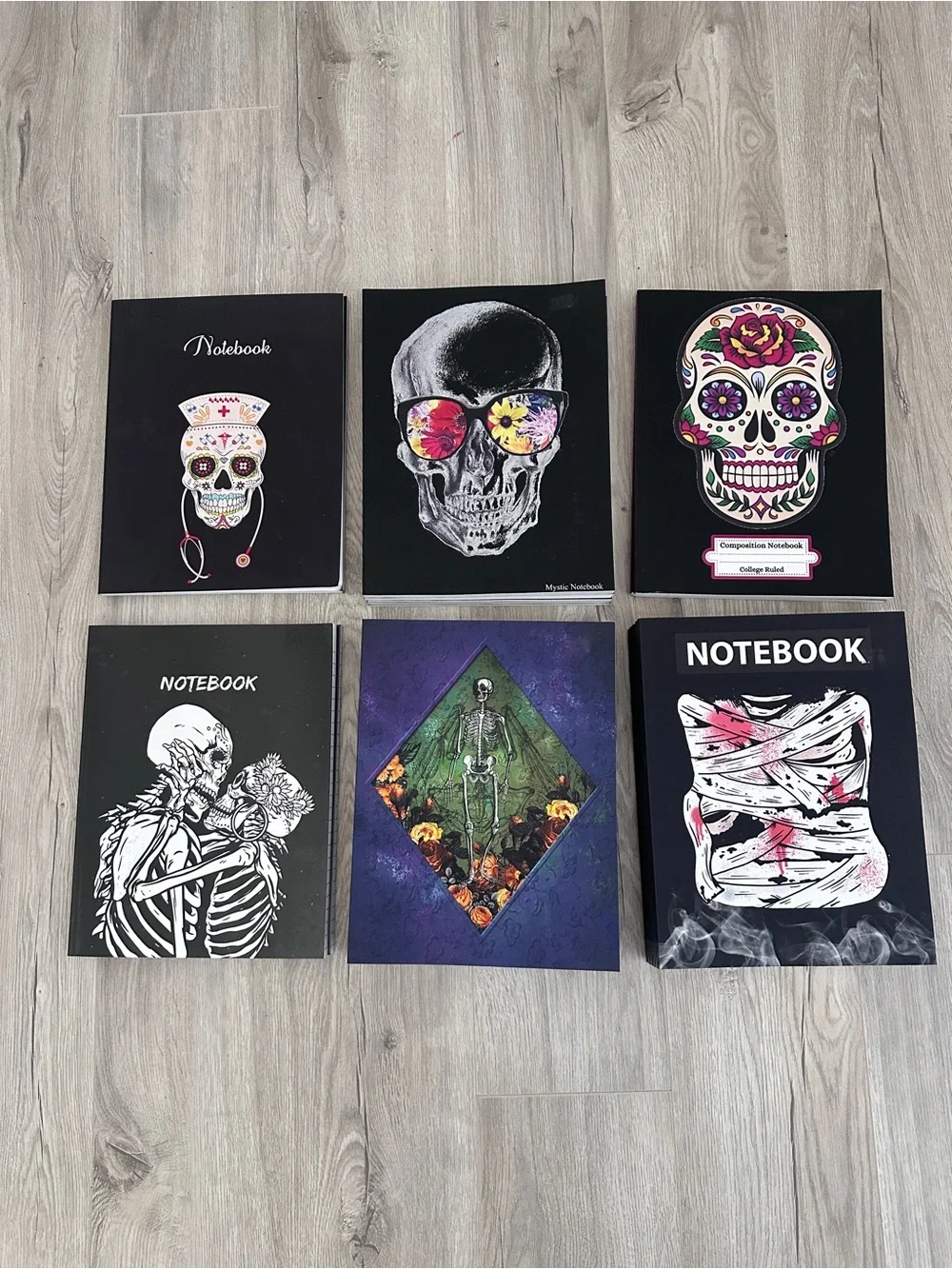Skull & Gothic Design Hardcover Notebooks Set of 7